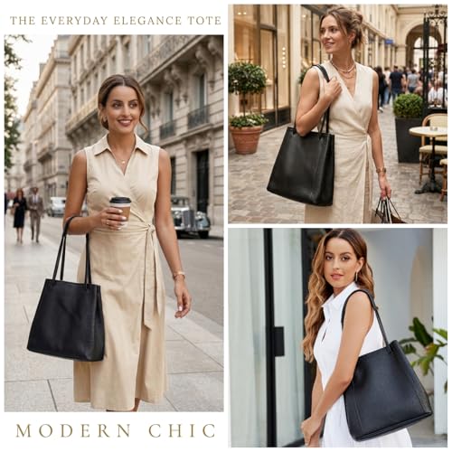 Image of Tote Bag for Women Genuine Leather Work Bag Casual Shoulder Handbags with Adjustable Strap