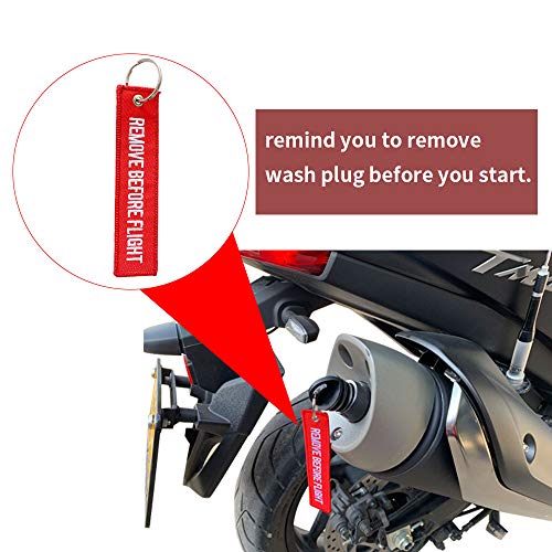 0.6\"-1.5\" Wash Plugs, Mufflers Exhaust Silencer Motorcycle Dirt Bike 2 Stroke w/Streamer Remove Before Start Engine ATV Quad Rubber Exhaust Pipe Plugs (Red-Black)