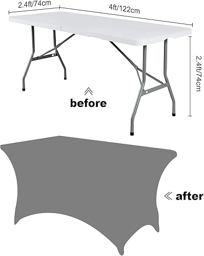 Miniatura 4 de Mantel de elastano impermeable para mesa de 4 pies, universal, elástico, para fiestas, banquetes, bodas y eventos, color negro