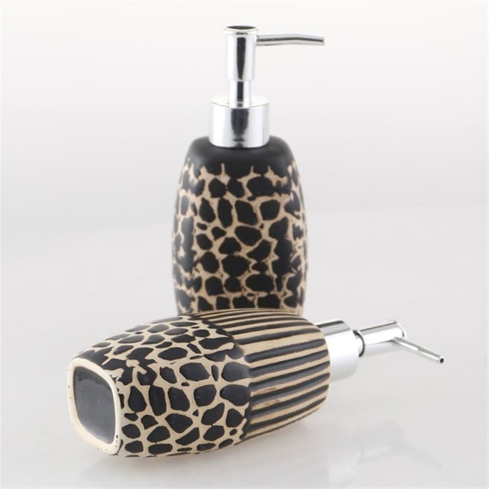 Dispensador de jabón para baño, Botella de cerámica Creativa y Luminosa, dispensador de jabón líquido para lavavajillas de 300 ml, dispensador de Gel de Ducha y loción para Cocina (Negro).