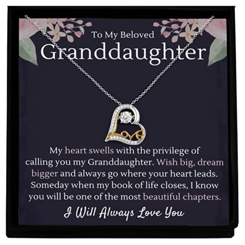 To My Granddaughter Love Necklace - Sterling Silver Granddaughter Gift From Grandma/Grandpa - Perfect for Birthday or Christmas