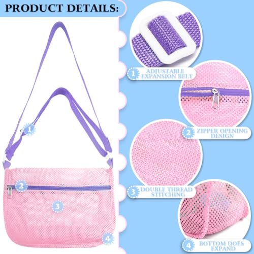 Image of Beach Mesh Shovel and Shell Bag Set, Shark Tooth Sifter Dipper with Mesh Beach Bags for Shell Collecting, Kids Sand Filter Scooper Toys for Toddlers Shelling Picking Up (Red)