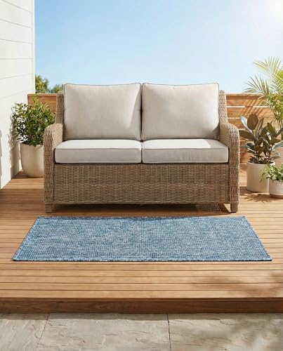 Tapete Outdoor Solid 3' 1 x 5' 3 Azul Rugs.com miniatura 1