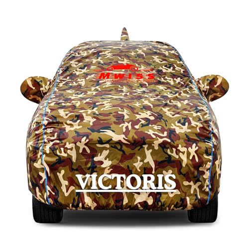Image of Waterproof Car Cover for Maruti Victoris | Dustproof, UV & Scratch Resistant Soft Cotton Lining | Triple Stitched, Mirror Pockets & Elastic Hem | Jungle