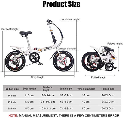 LJXiioo Vélo Pliant 14/16/20 Pouces, vélo de Montagne pour Hommes Mini Femmes Portables pour Adultes, étudiants, employés de Bureau, navettage - Image 3