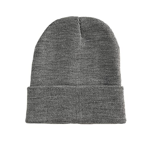 NPJY Unisex Beanie for Men and Women Knit Hat Winter Beanies Grey