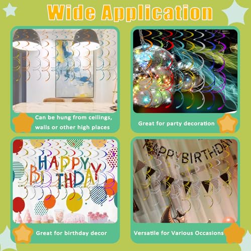 Image of 40Pcs Colorful Swirl Ceiling Decor Plastic Hanging Streamers Party Decorations Spiral Foil Party Supplies for Birthday Halloween Christmas Fall Celebration All Kinds of Parties