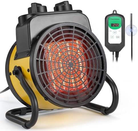 Greenhouse Fan Heater with Digital Thermostat: What You Didn't Expect 8 TRUSTECH Greenhouse Heater with Digital Thermostat, 1500W Small Outdoor Space Heater, 3S Heating & 3 Modes, 90° Tilt, Overheat Protection, Tent Heater for Camping, Grow Tent, Patio, Garage, Indoor