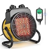 TRUSTECH Greenhouse Heater with Digital Thermostat, 1500W Small Outdoor Space Heater, 3S Heating & 3 Modes, 90° Tilt, Overheat Protection, Tent Heater for Camping, Grow Tent, Patio, Garage, Indoor