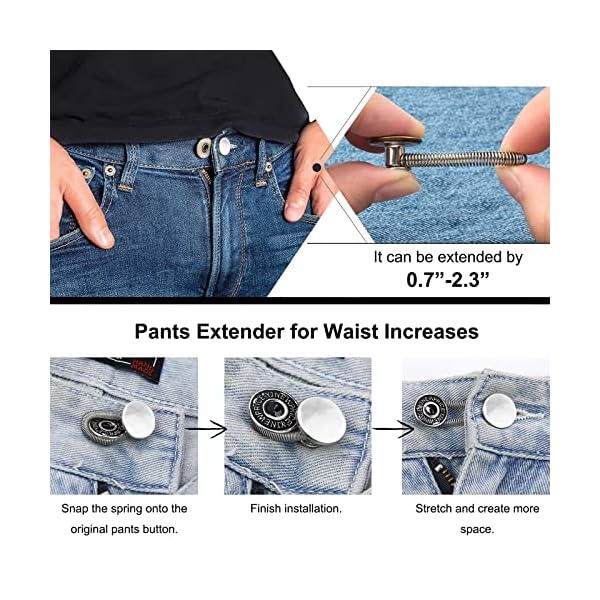15PCS Pant Expander Button, Adjustable Waist Extender Button for Men and Women, Metal Collar Extenders for Men Dress Shirts,Jeans, Trouser, 5PCS Sewing Flexible Waist Button for Women - Image 6