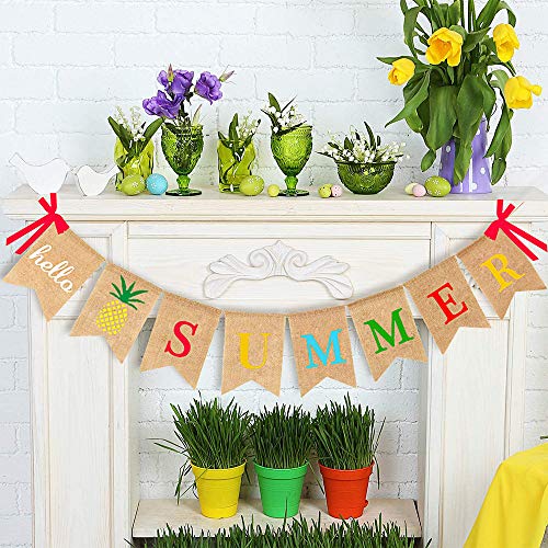Hello Summer Burlap Banner