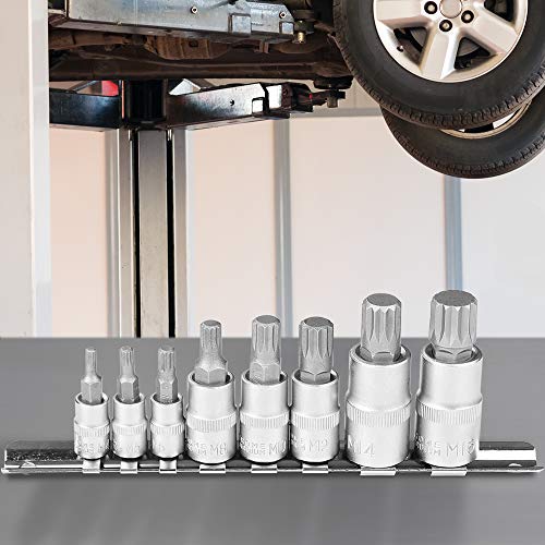 Steckschlüssel Satz - 8-teilig, 1/4 3/8 1/2 Zoll, M4 - M16 Innen Torx Nuss, aus CR-V Stahl - Innenvielzahn, Vielzahn Stecknuss Schlüssel Set, Vielzahnschlüssel Nüsse, Werkzeug für Vielzahnschrauben 1 Steckschlüssel Satz - 8-teilig, 1/4 3/8 1/2 Zoll, M4 - M16 Innen Torx Nuss, aus CR-V Stahl - Innenvielzahn, Vielzahn Stecknuss Schlüssel Set, Vielzahnschlüssel Nüsse, Werkzeug für Vielzahnschrauben