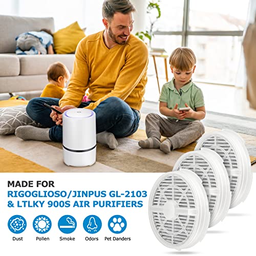 Image of GL2103 Replacement Filter for RIGOGLIOSO GL2103, JINPUS GL-2103, LTLKY 900S Air Purifier, 2-in-1 HEPA Filters and Activated Carbon Filters (3-Pack)