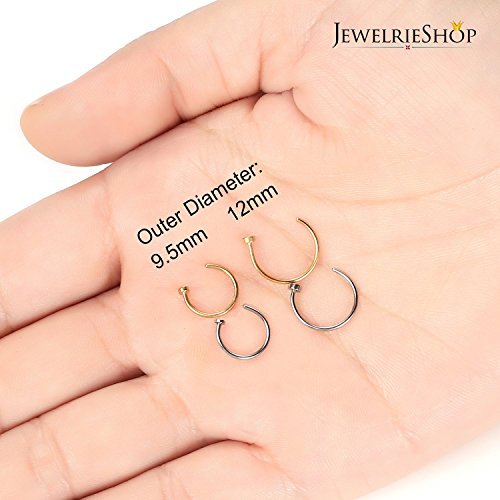 JewelrieShop Nose Rings Hoop 20G Stainless Steel Nose Piercing Jewelry Fake Lip Hoop Rings for Women Men4