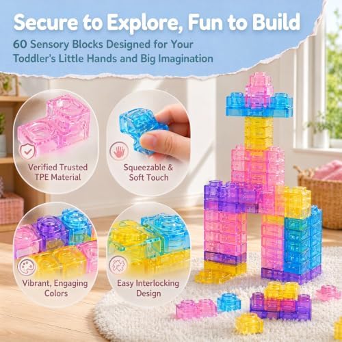 Soft Rubber Building Blocks 60 PCS Jelly Blocks Sensory Play Set — 사진 5