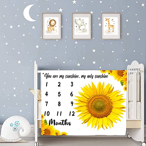Image of Flannel Baby Monthly Milestone Blanket, You are My Sunshine, 48x40inch