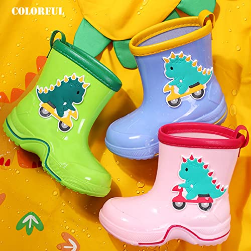Kids Baby Cartoon Shoes Reto Classic Children Rainboots PVC Rubber Children Water Shoes Toddler Size 7 Boots Girls (Purple, 12-12.5 Years)2