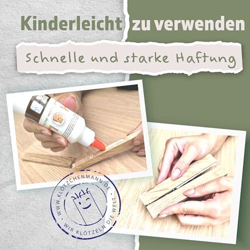 Klötzchenmann Buche 160 Holzklötzchen ohne Klebeband 16 cm Bastelholz für DIY Projekte zum Bauen und Dekorieren