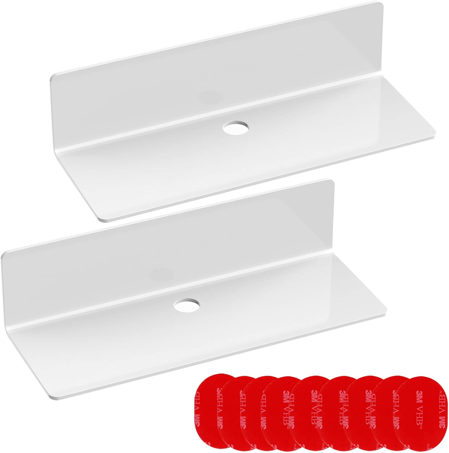 Acrylic Floating Shelves Set of 2, Versatile Self Adhesive Small Shelf