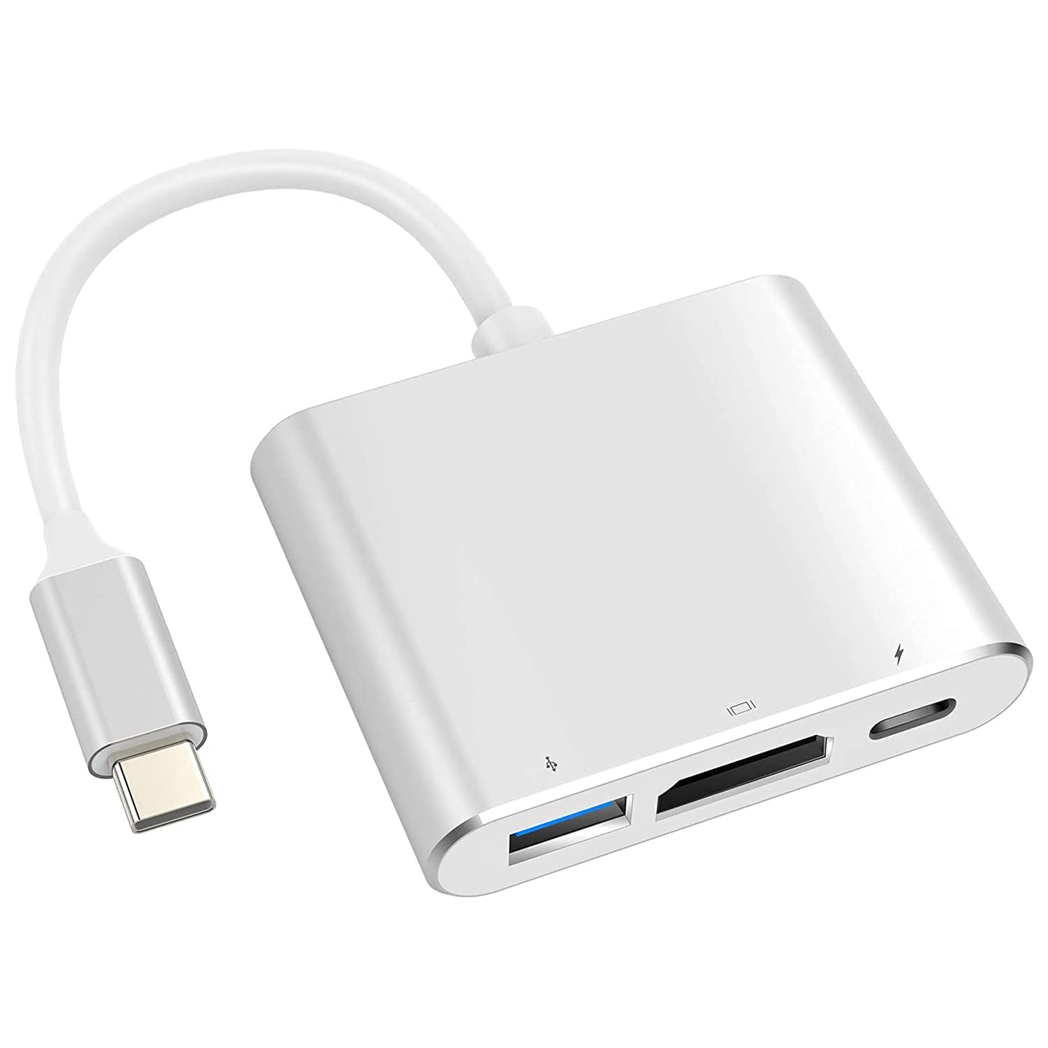 Markbase 3-in-1 USB Type C Adapter || USB C to HDMI Adapter Multiport AV Converter with 4K HDMI Output II USB 3.0 Fasting Charging Port || Compatible for Any HDMI Monitor Like TV, Projector-White