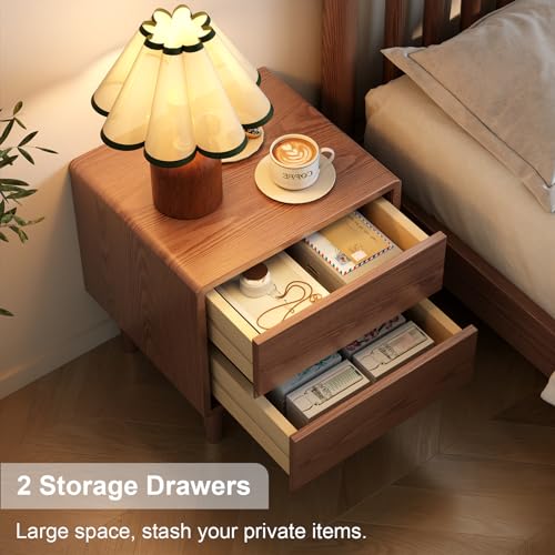 Kaslandi SDFDFG Solid Wood Nightstand,Nightstand With Drawers,Mid Century Modern Nightstand Small Nightstand For Bedroom, Dorm And Living Room,Walnut Nightstand thumb #5