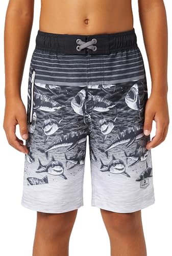 Image of Rokka&Rolla Boys' 4-Way Stretch Swim Trunks Board Shorts Bathing Suit Swimwear with Mesh Lining, UPF 50+