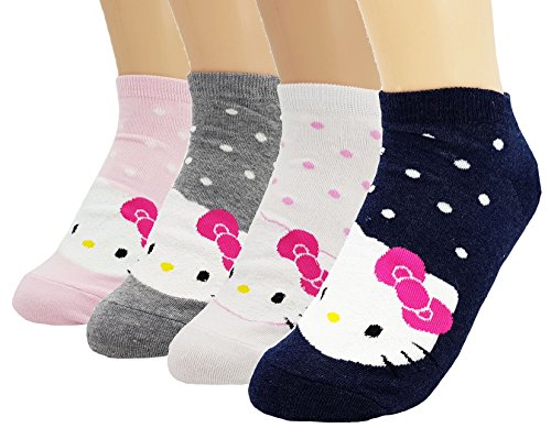 Image of JJMax Women's Kitty Cute Cartoon Cotton Blend Ankle Socks Sets