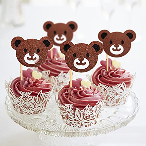 30 Stück Bären Cupcake Topper, süßer Bär, Cupcake Dekorationen, Kinderparty, Babyparty, Tiere, Motto-Feier, Geburtstag, Party Dekorationen