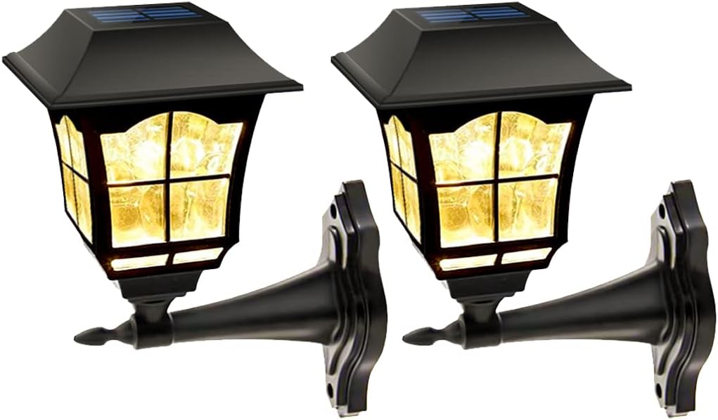 Maggift Solar Wall Lantern Outdoor Wall Sconce Solar Outdoor Led Light Fixture with Wall Mount Kit (2 Pack)