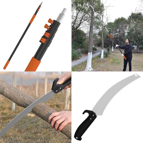 Image of AgiiMan 18FT Reach Pole Saws for Tree Trimming, Pole Saw with 3-12FT Telescoping Extension Pole, Pruning Saw with 19 inch 3X Detachable Saw, Non-Slip Handle, Tree Trimmer for Garden Palms Shrubs