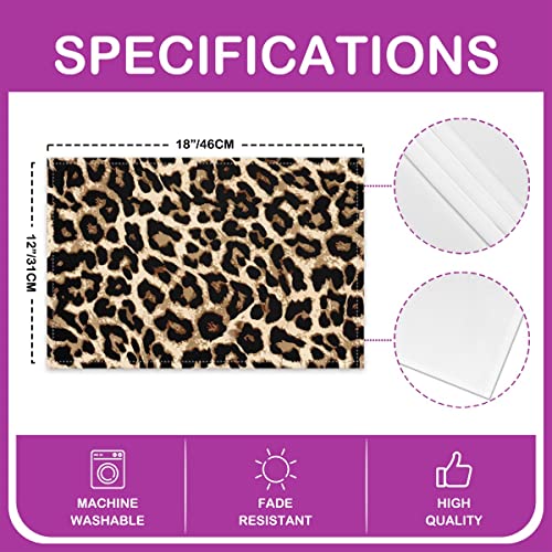 Schwarz Braun Leopard Tischsets, Gepard Leopard Abwischbare Platzset für Esszimmer Terrasse Tisch Küche, Afrikanisches Wildtier Thema rutschfeste Tischsets 30x45 Satz von 4