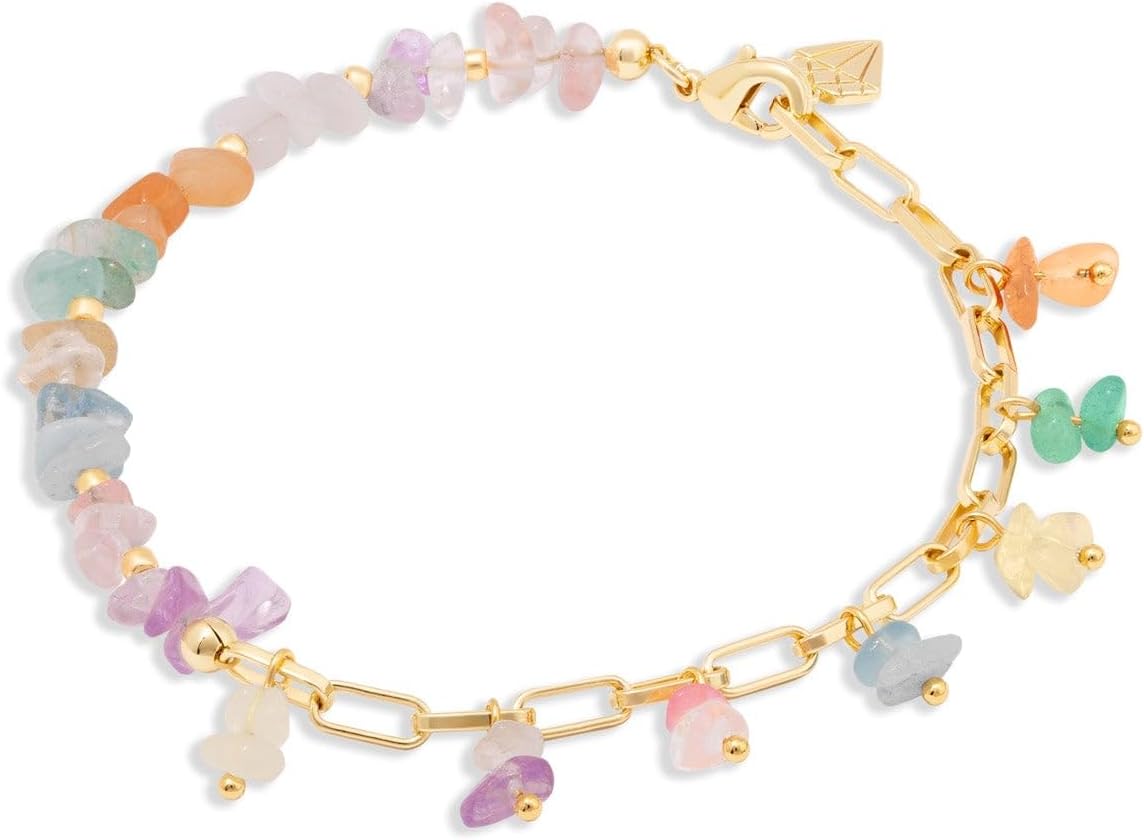 Wanderlust + Co Kaleidoscope Beaded Gold Bracelet 14K Gold Plated Hypoallergenic Shower-safe Jewelry