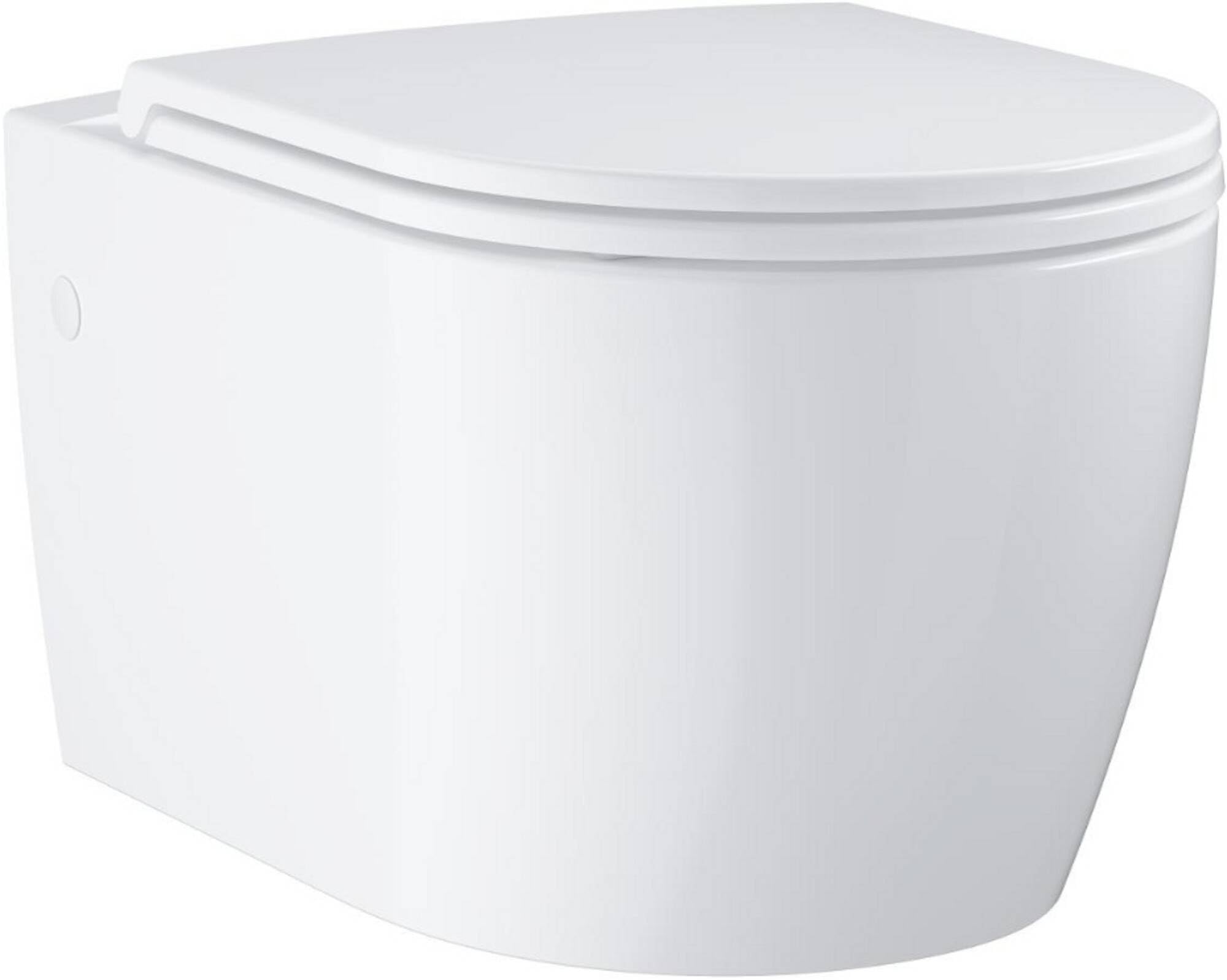 GROHE Start 103848SH00 - Juego de inodoro redondo de cerámica para cisterna oculta (asiento y tapa de cierre suave Duroplast, inodoro sin borde, lavado, salida horizontal, volumen de descarga de 3/5