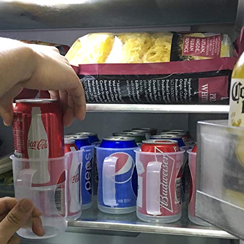 ChasBete-Portable-Soda-Can-Organizer-for-Refrigerator-Shelf-Beer-Can-Holder-Fridge-Storage-Sliding-Rack-Clear-Plastic-2-Pack