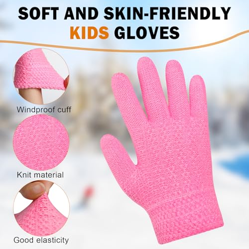 Image of ONESING Kids Knit Gloves - Stretchy Gloves for Boys Girls Winter, Solid Finger Gloves for Children