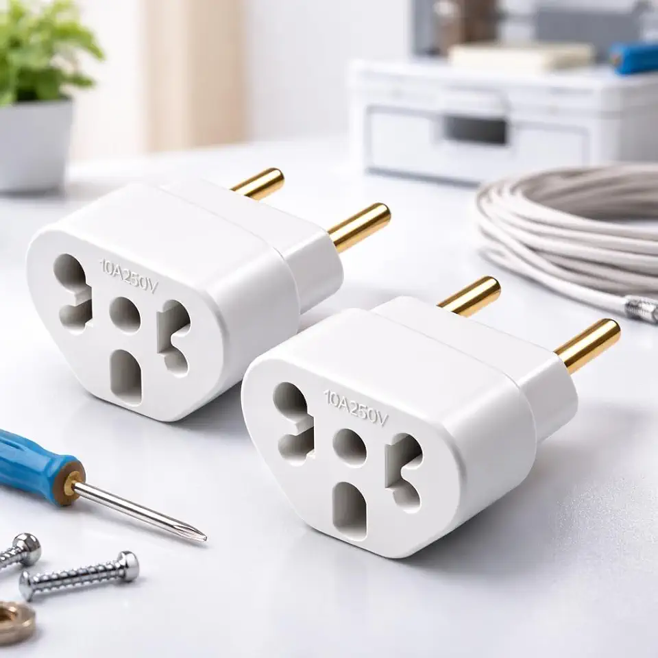 Kit 2 Adaptadores de Tomada Plug 10A / 20A até 250V – Bivolt 110V / 220V – Adaptador Benjamin Premium para Eletrodomésticos, Carregadores, Computadores, Secadores e Airfryer