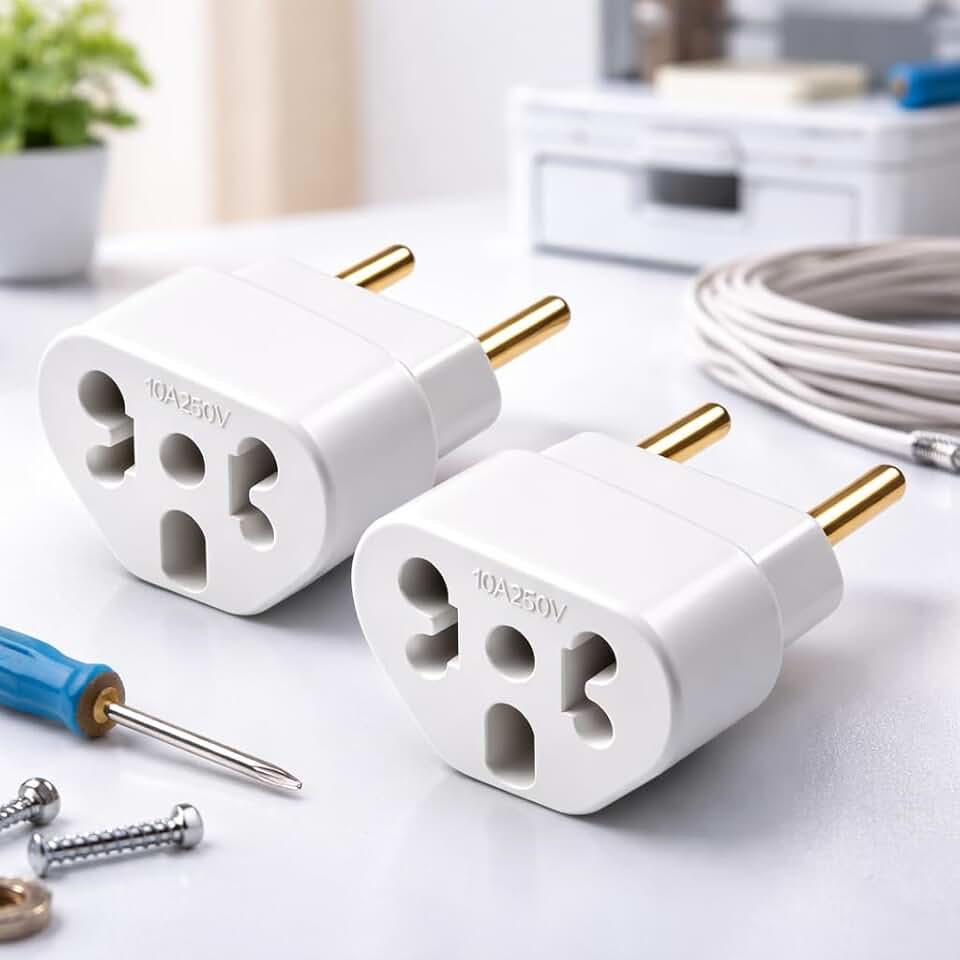 Kit 2 Adaptadores de Tomada Plug 10A / 20A até 250V – Bivolt 110V / 220V – Adaptador Benjamin Premium para Eletrodomésticos, Carregadores, Computadores, Secadores e Airfryer