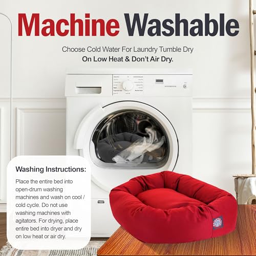 Image of Majestic Pet 52 Inch Bagel Calming Dog Bed Washable - Cozy Soft Round Dog Bed with Spine Support for Dogs to Rest their Head - Fluffy Donut Puppy Bed 52x35x11 (Inch) - Large - Red