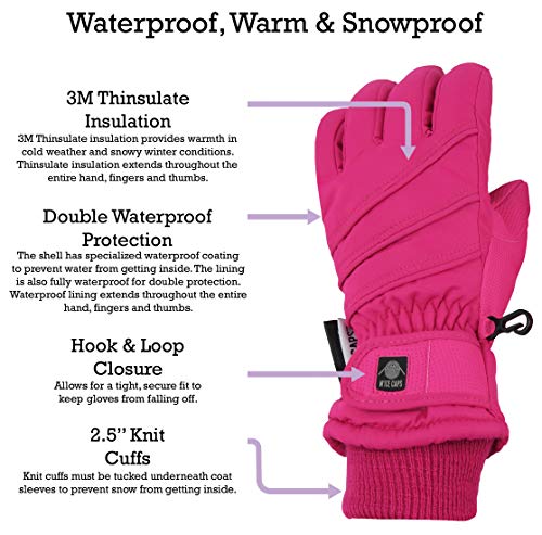 Image of N'Ice Caps Kids Waterproof Winter Thinsulate Warm Gloves | Boys and Girls Snow Ski Gloves with Durable Grippers on Palms, Fingers and Thumbs, 3M Insulation Ideal for Cold Weather