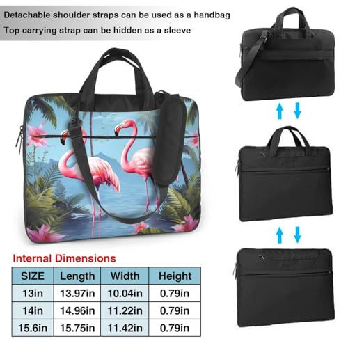 Maletín tropical flamenco para laptop unisex 13 pulgadas miniatura 4