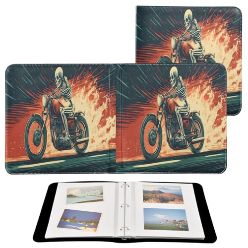 Álbum de Fotos Scrapbook Auto Adhesivo DIY Retro Motocicleta Esqueleto con 3 Anillos, 40 Páginas, 8x10 para Memorias miniatura 2
