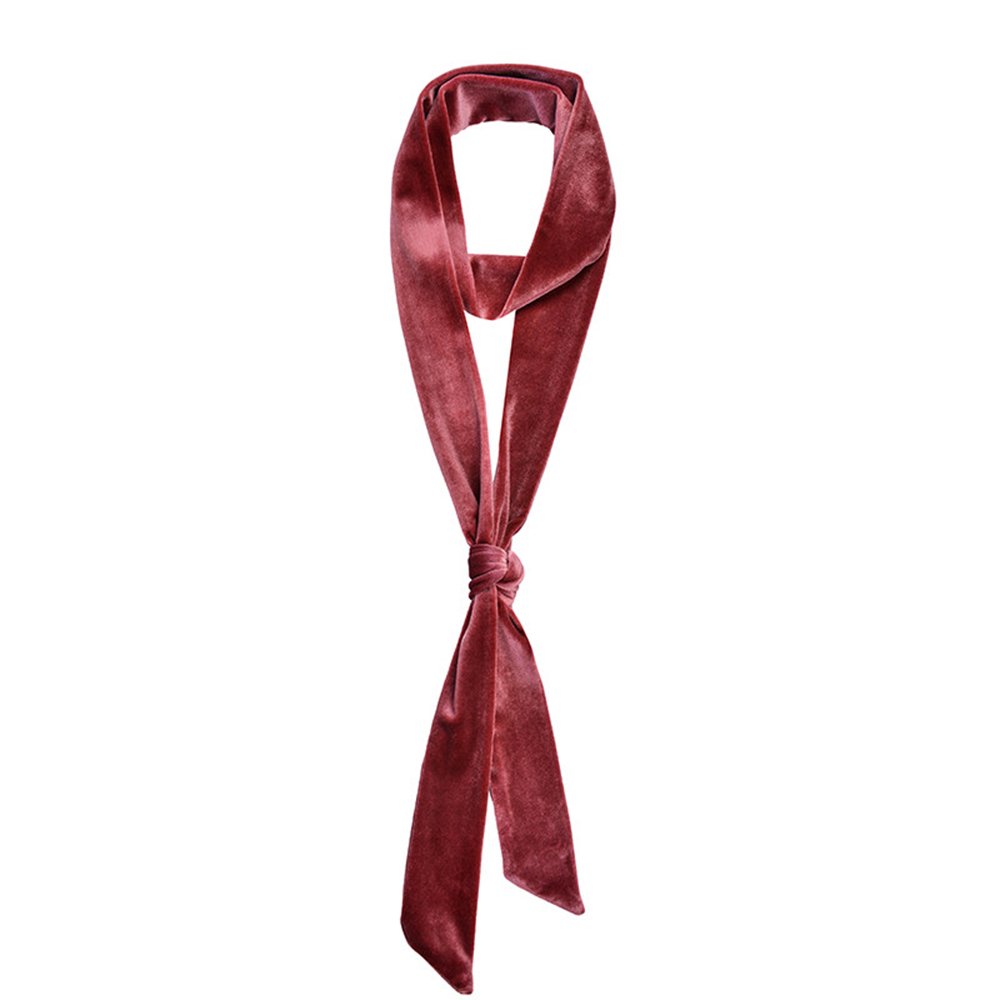 Chicomp Women's Cream Pink Vintage Velvet Skinny Scarf/Choker Scarf Tie/Silk Ribbon Sash, 80 Inch