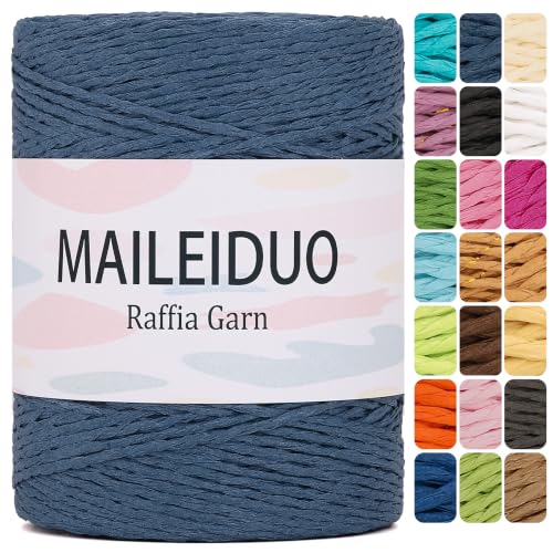 Image of Raffia Yarn for Crochet Bags Raffia Ribbon for Gift Wrapping 2mm X 328 Yards Raffia String Paper Ribbon Yarn for Sun Hat Beach Bag Crochet Crafting DIY Crafts