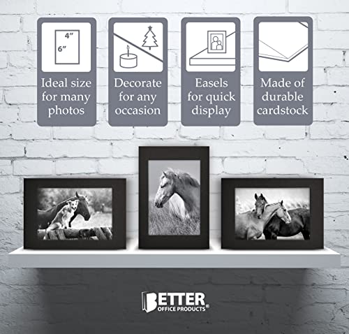 Better Office Products Paper Picture Frames For 4 X 6 Inch Inserts, 50 Pack, Heavy Cardstock Photo Frame With Easel, Standing Paper Frames (Black) #TOP1