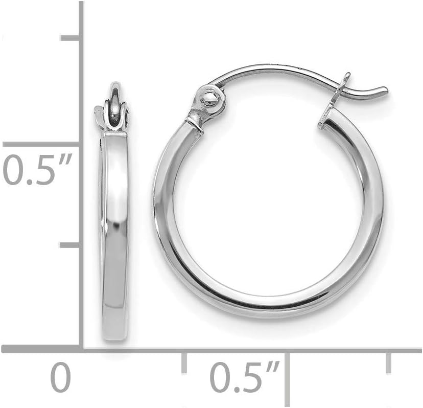 The Black Bow 14k White Gold Square Tube Round Hoop Earrings, 1.5 x 15mm (9/16 Inch) - Image 2