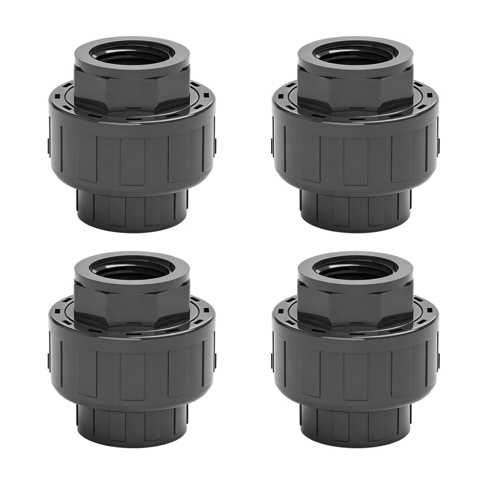 Union Coupling Pipe Fitting, 4Pcs UPVC Threaded Plumbing Pipe Adapter