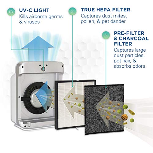 Germ Guardian Air Purifier, High CADR True HEPA Filter, Large Rooms to 338 sq ft, UV Light Sanitizer Eliminates Germs, Filters Allergies, Pollen, Smoke, Dust, Pet Dander, Mold, Odors, Quiet AC5900W - Thumbnail 3