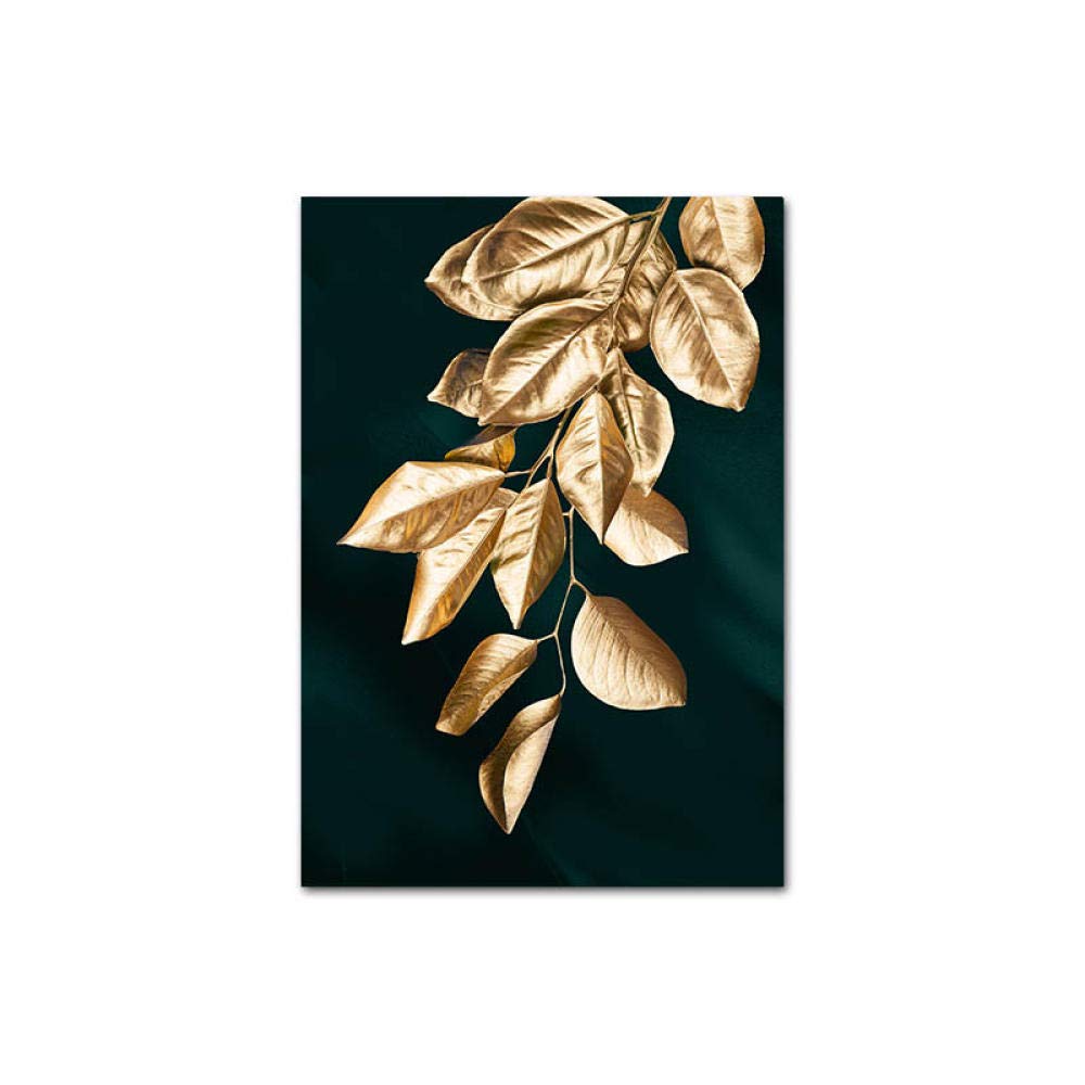 Hoja De Oro Arte Abstracto De La Pared Cartel E Impresiones Estilo Moderno Cuadro En Lienzo Pintura Botánica Arte Contemporáneo Sala Entrada Decoración Imagen 50 * 70Cm*3