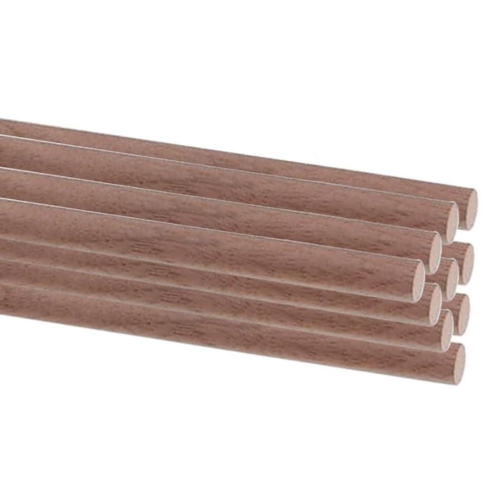 Akfldms Round Unfinished Walnut Hardwood Sticks 10 Pcs Wooden Dowel Rods For Crafts For Diy Crafting