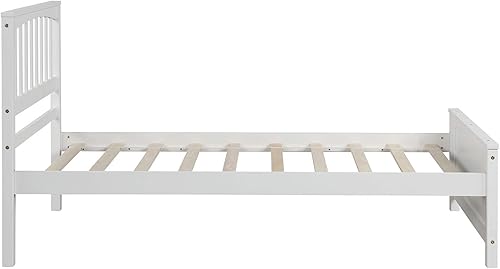 Miniatura 4 de Harper & Bright Designs Cama de plataforma de tamaño individual con cabecero, marco de cama de madera maciza, listones de madera, soportes